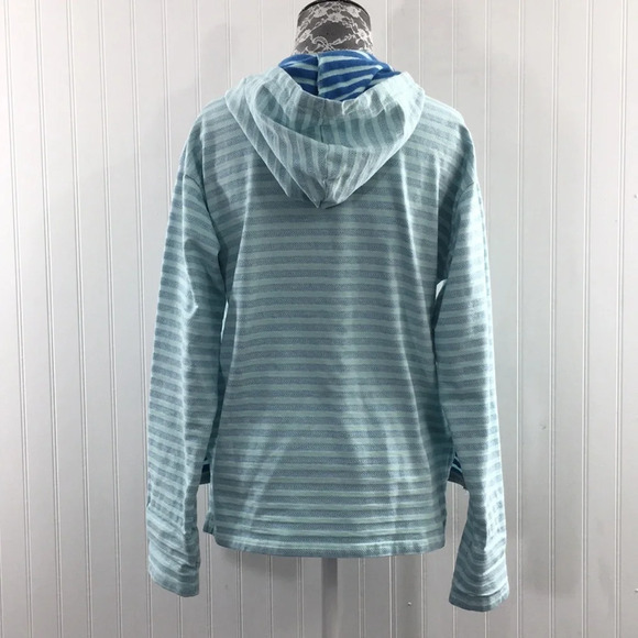 3/$20 Columbia Blue White Striped Melody Spring Hoodie Jacket Womens Medium Zip - Picture 3 of 12